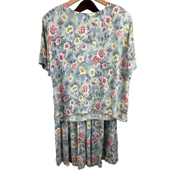 Jaclyn Smith Dresses & Skirts - Vintage Jaclyn Smith Floral Two-Piece Set w/Pleated Skirt Womens Size Large